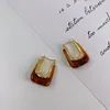 Creolen Minar Vintage Mehrfarbiges U-förmiges Harz für Frauen Goldfarbenes Metall Hohle geometrische Statement-Ohrringe Schmuck