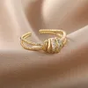 Zirkonkreuzpapierringe für Frauen Edelstahl Verstellbarer Fingerring Femme Hochzeit ästhetischer Valentinstag Schmuck Geschenk Anillos Anillos