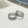 2023 New Luxury High Quality Fashion Jewelry for silver pattern engraved hollow out couple pair ring high version