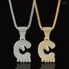 Pendentif Colliers Gratuit Goutte Initiales Bulle Lettres Chaîne Pour Hommes Femmes Zircon Cubique Hip Hop Bijoux