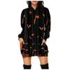 Casual Dresses for Women 2023 Plus Size Women's Halloween Print långärmad huva Pullover Mini Dress Tops Vestidos Mujer Verano