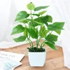 Decorative Flowers 2PCS Artificial Potted Plant Bonsai Simulated Fake Leaf For Home Grass Foliage