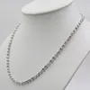 Chaînes solide S925 collier en argent Sterling femmes hommes perles de chance maillon de chaîne 18 "4mmW 14.5g