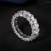 Fedi nuziali Anello da donna di marca Tono oro Taglio ovale Bianco CZ Cubic Zirconia Bling Diamond Hip Hop Gioielli vintage Regali per le signore