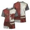 Męskie koszulki OGKB 3D Knight Templar T-shirt wydrukowana odzież HARAJUKU Summer 2023 Produkt Cosplay materiał poliestrowy