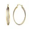 Hoop Earrings Fashion Minimalist Large Oval Geometric For Women Wedding Party Jewelry Classic Two Tone Forged