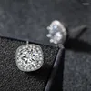 Stud Earrings 9.5mm Fashion Women Cubic Zircon Copper Micro Setting CZ Stones