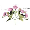 Decorative Flowers SKTN Rose Pink Silk Bouquet Peony Artificial 5 Big Heads 4 Small Bud Bride Wedding Home Decoration