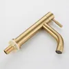 Bathroom Sink Faucets Faucet Solid Brass Basin Single Cold Water Tap Handle Deck Mount Brushed Washbasin Gold