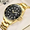 Wristwatches LIGE Casual Sport Chronograph Men's Watches Stainless Steel Band Wristwatch Big Dial Quartz Clock For Mens Box