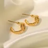 Stud Earrings Fashion Stainless Steel Versatile Geometric Irregular Exaggerated Retro Cool Wind Circle Gold Women's Jewelry