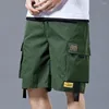Shorts pour hommes à la mode pantalons pour hommes tissu doux Cargo couleur unie respirant motif droit entrejambe profond