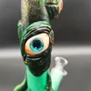 2023 10 pouces Bong en verre Heady Bong Pipe à eau 3D Green Glow in The Dark Monster Eyeballs Dab Rig Narguilé Fumer Bubbler 14mm BowlStem