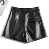 Kvinnors shorts Lady Sexy Sheepskin Leather Pants Fashion Club Party Mini Kvinnliga byxor Folds Sy3999