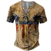 Męskie koszulki Vintage American Button V-Neck T Shirt US Flag Gothic T Shirt For Men Oversizezed Tops TEE TEE SHIRT Men Punk Streetwear 230303