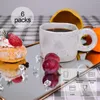 Tazas, platillos, juego de tazas de café, tazas de cerámica hechas a mano para fogatas con asa, té moteado para café con leche, capuchino