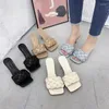 Slippers Women Summer Slides Weave Open Toe Flat Casual Slipper Sandal Female Beach Flip Flops Thin High Heel Outdoor Shoes