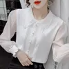 Frauen Blusen Sommer Langarm Bluse Frauen Chiffon Weißes Hemd Tops Blusas Mujer De Moda 2023 Femme Top Shirts