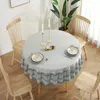 Table Cloth Ethnic Round Cotton Tablecloth Wedding Party Cover Pleated Lotus Edge Dining For Room Tea Coffee Decor