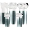 Flatware Sets 30pcs Green Silver Dinnerware Set Knife Coffee Spoon Fork Dinner Tableware Stainless Steel Cutlery Western Kitchen