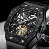 Avanadores de pulso Aesop Flying Tourbillon Skeleton Watch for Man Sapphire impermeável manual mecânico sinuoso relógio de cronógrafo macho