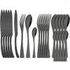 Dinnerware Sets 24pcs Dinner Knife Tableware Set 304 Stainless Steel Cutlery Gold Kitchen Complete Fork Coffee Spoon Flatware