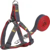 犬の襟2PCS調整可能なハーネスリーシュデニム厚い耐摩耗性胸部ストラップセット犬子犬牽引ロープペットアクセサリー