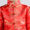 Roupas étnicas inverno acetinado vermelho cetim cheongsam top elegante garoto menino qipao fantasia nacional chinês vestido homem modelos de outono crianças orientais