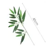 Flores decorativas 8 paus 40 cm de bambu artificial galhos falsos galhos de seda miniatura de seda verde para casa El Office