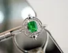 Klusterringar SX Solid 18K White Gold Nature Green Emerald 0.36CT för kvinnor Födelsedagens presenter Fina smycken