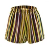 Women's Shorts LJCUIYAO Loose Boho Casual Women Chiffon Summer High Waist Stripe Printed Wide Legs Yellow Green Red Bottom