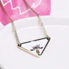 Sier Triangle Pendants Necklace Female Stainless Steel Couple Gold Chain Pendant Jewelry on the Neck Gift for Girlfriend Accessories