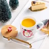 Kubki 1 Kubek prezentowy 2023 Przyjazd choinek Santa Snowman Reindeer Wzory z bambusem 3D Cover Coffee