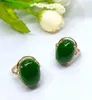 Cluster Rings Hetian Biyu 18K Gold Ring Russian Old Material Authentic Spenat Green J8#