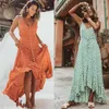 Robes décontractées Filles Summer Spaghetti Boho Maxi Robe Femmes Sangle Sweet Dot Longue Dames Beach Sundress Robe de Mujer