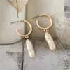 Hoop Earrings Arrivals Gorgeous Gold Color Plating Hammered Effect Acrylic Pearl Charm For Women Girl Elegant Jewelry