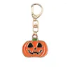 Porte-clés Halloween citrouille tête pendentif porte-clés femme fête bal étudiant sac à dos voiture clé accessoires anti-perte bijoux cadeau