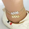 طالخ الطفران الصيفي للأزياء للسيدات 1988-2006 سنة الميلاد رقم Anklet Gold Lucky رقم