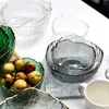 Bols bol à salade Transparent avec jante en or cristal verre riz conteneur de stockage vaisselle ensemble Snack et Dessert