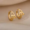 Boucles d'oreilles avec lettre initiale pour femmes, en acier inoxydable, Piercing, bijoux à la mode, cadeau, A-Z