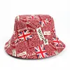 Berets Summer Fisherman Cap for Women Men Rice Word Flag Flag Big Brim Pot Bawełniany druk Graffiti Słońca Ochrona Panama Bucket Hat 178berets