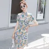 Ethnic Clothing 2023 Chinese Style Print Mulberry Silk Mini Dress Summer Vintage 3XL Sexy Sundress Women Elegant Bodycon Party Vestido