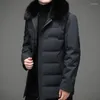 Chaqueta de plumón para hombre en invierno 2023, dinero para hombre, abrigo largo de ocio con cuello desmontable para hombre