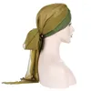 エスニック衣類ソリッドカラーは事前に縛られたアラブターバンイスラム教徒の帽子の女性シフォンヒジャーブキャップバンダナヘッドスカーフヘアアクセサリー