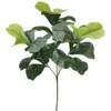 Decorative Flowers 6pcs Artificial Ficus Lyrata Leaf Stem Faux Green Pandurata Tree Branches For Greenery Wall Floral Decoration