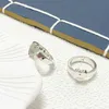 80% de desconto em 2023 novas jóias de moda de alta qualidade para o anel de coração prateado original Hip Hop Ins mão Jóias Double Ring