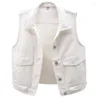 Jackets femininos Primavera Summer Summer Denim White Women Moda Moda Slim Pocket Bolsa de peito único Jaqueta sem mangas Jeans Fêmea Cídhare Tide G2250