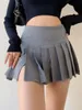 Skirts Spring Autumn WOMEGAGA Solid Color Sweet Slit Pleated Mini Slimming Skirt Sexy Girl High Waist Slim A-Line OF1CSkirts