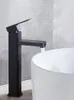 Badrumsvaskar kranar 1 st bassäng kran svart förkylning och vatten mixer rostfritt stål badkar termostater duschar hem