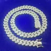 GRA -certifierad 13 mm bred med 3ROWS VVS MOISASNITE DIAMOND HIP HOP Link Jewelry Cuban Link Chain Halsband